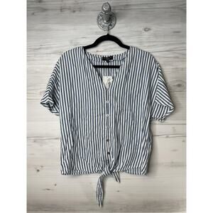 Velvet Heart Shirt Womens Medium Striped Button Tie Front Short Sleeve Top